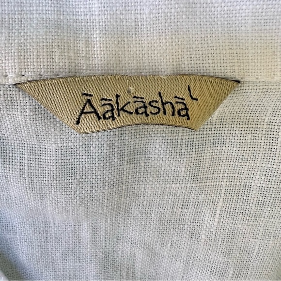 AAKASHA LINEN ARTSY LAGENLOOK WHITE BUTTON DOWN ASYMMETRICAL TUNIC SIZE LARGE - Picture 7 of 13